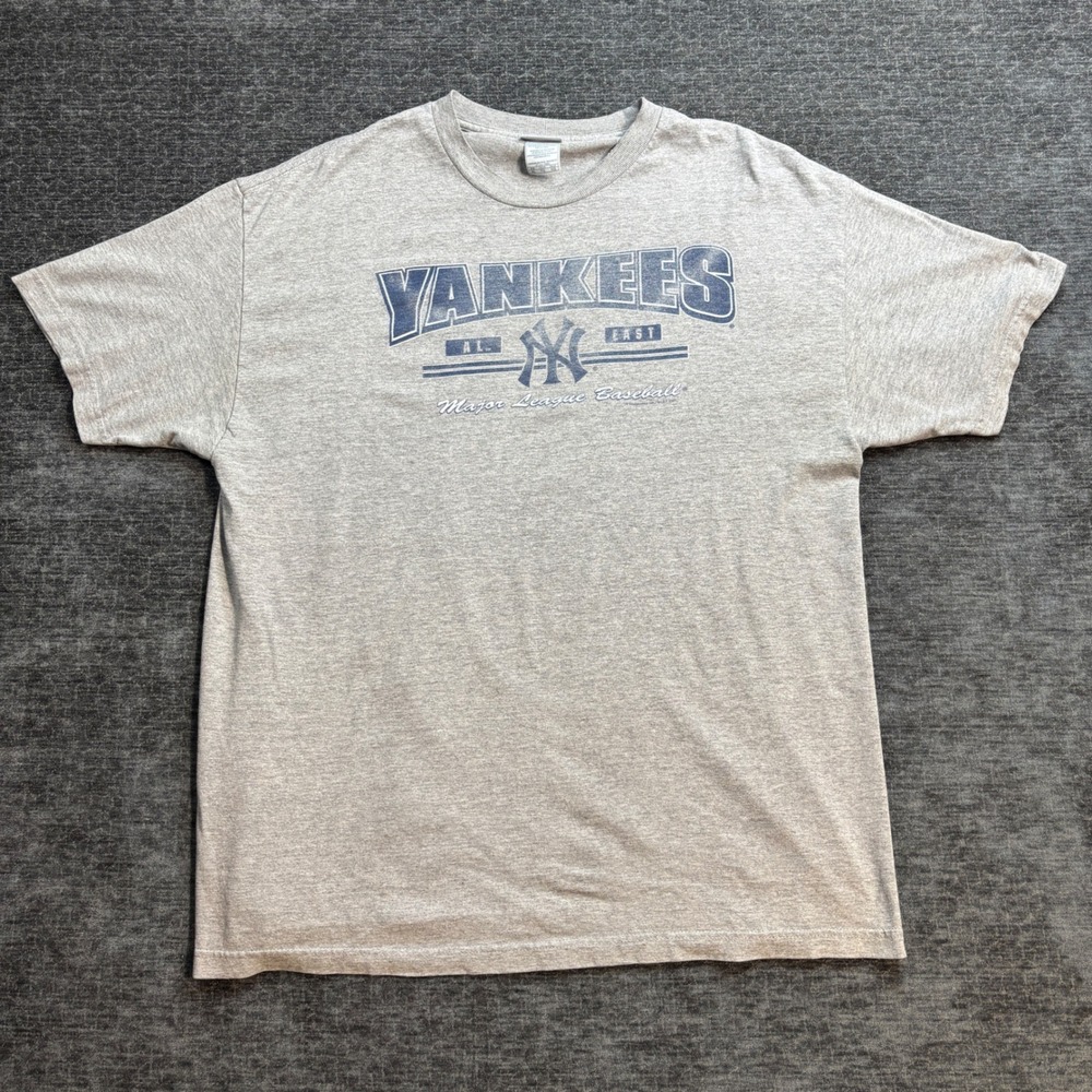 Vintage CSA New York Yankees MLB AL East Graphic T-Shirt Mens XL Gray 2007